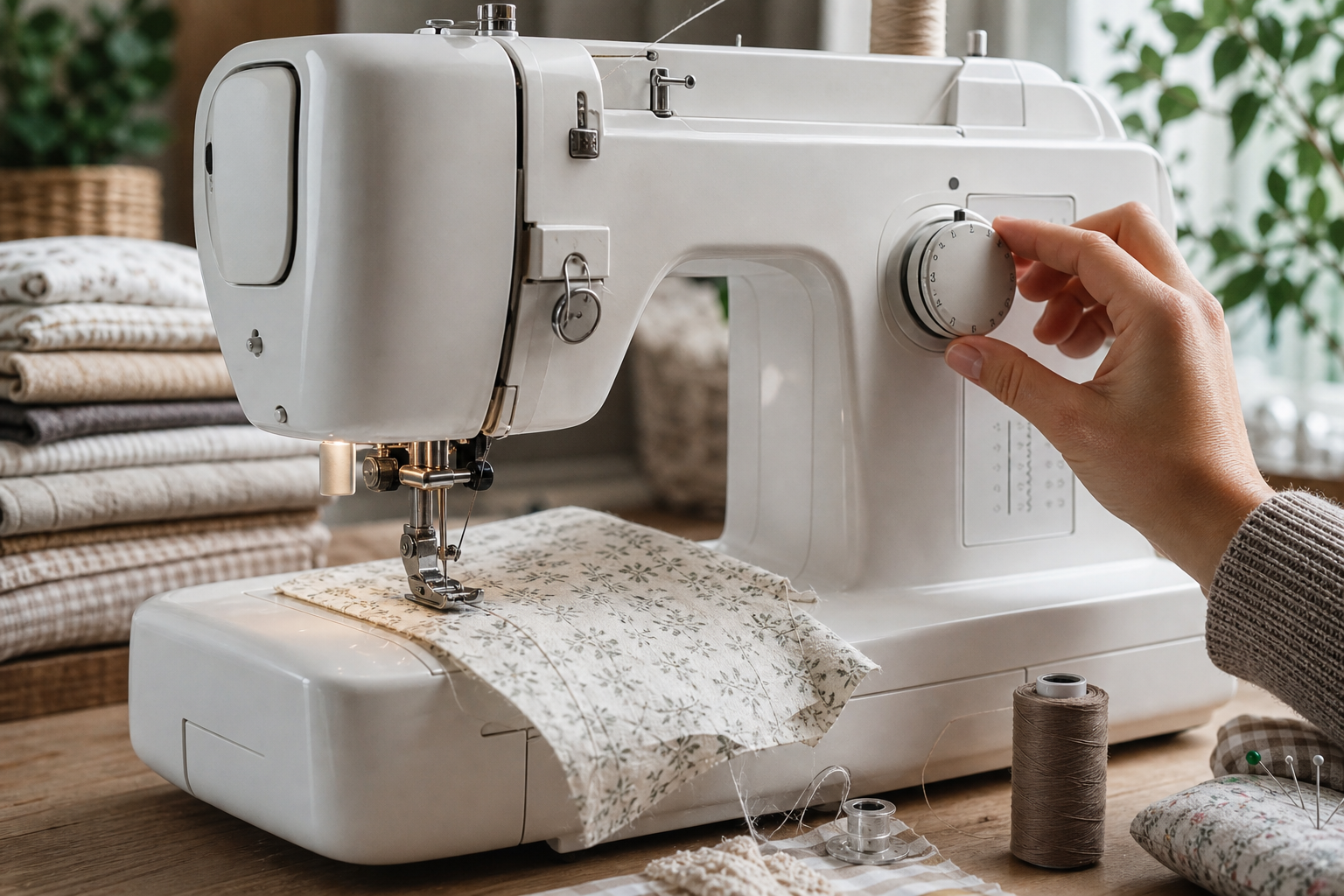 Tensión del hilo en la máquina de coser