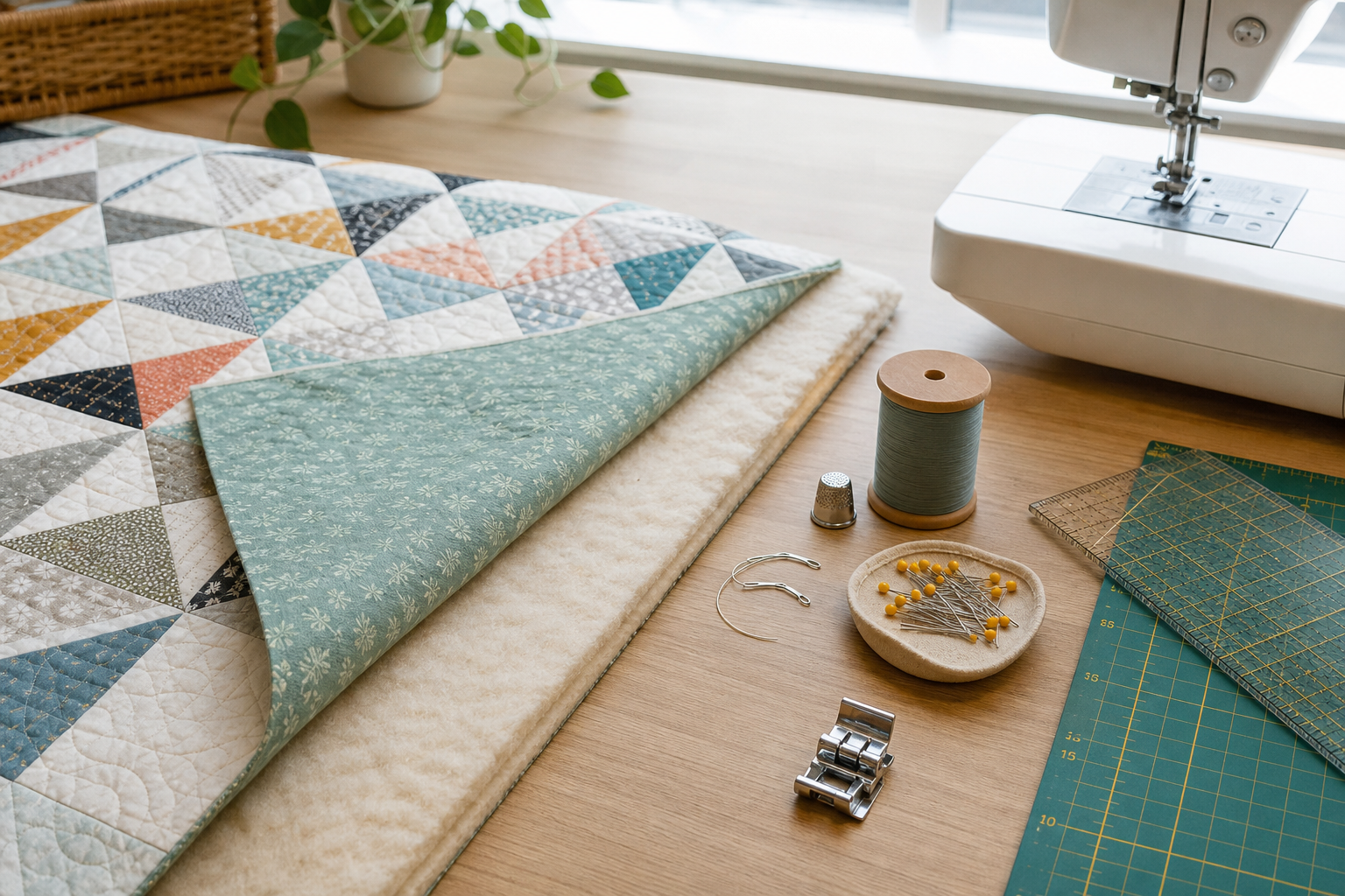 Acolchado a máquina de un proyecto de patchwork con pie de doble arrastre